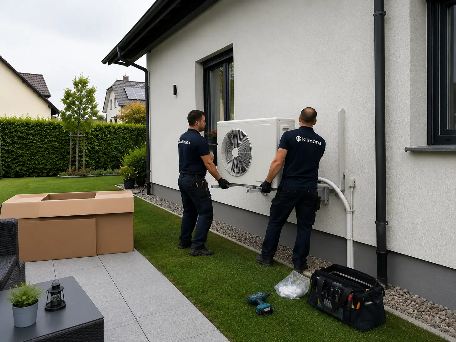 Klimona Monteure bei der Installation einer Klimaanlage
